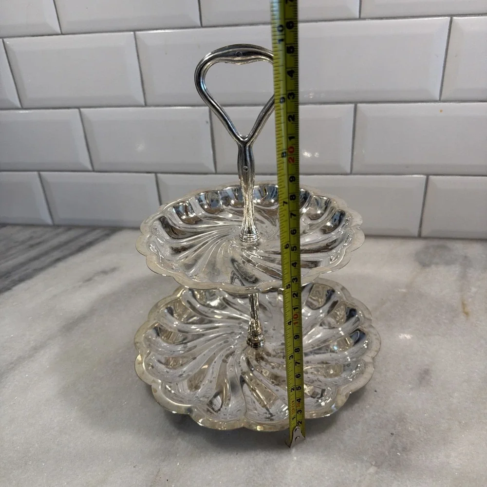Vintage Silver Plated 2 Tier Serving Dish